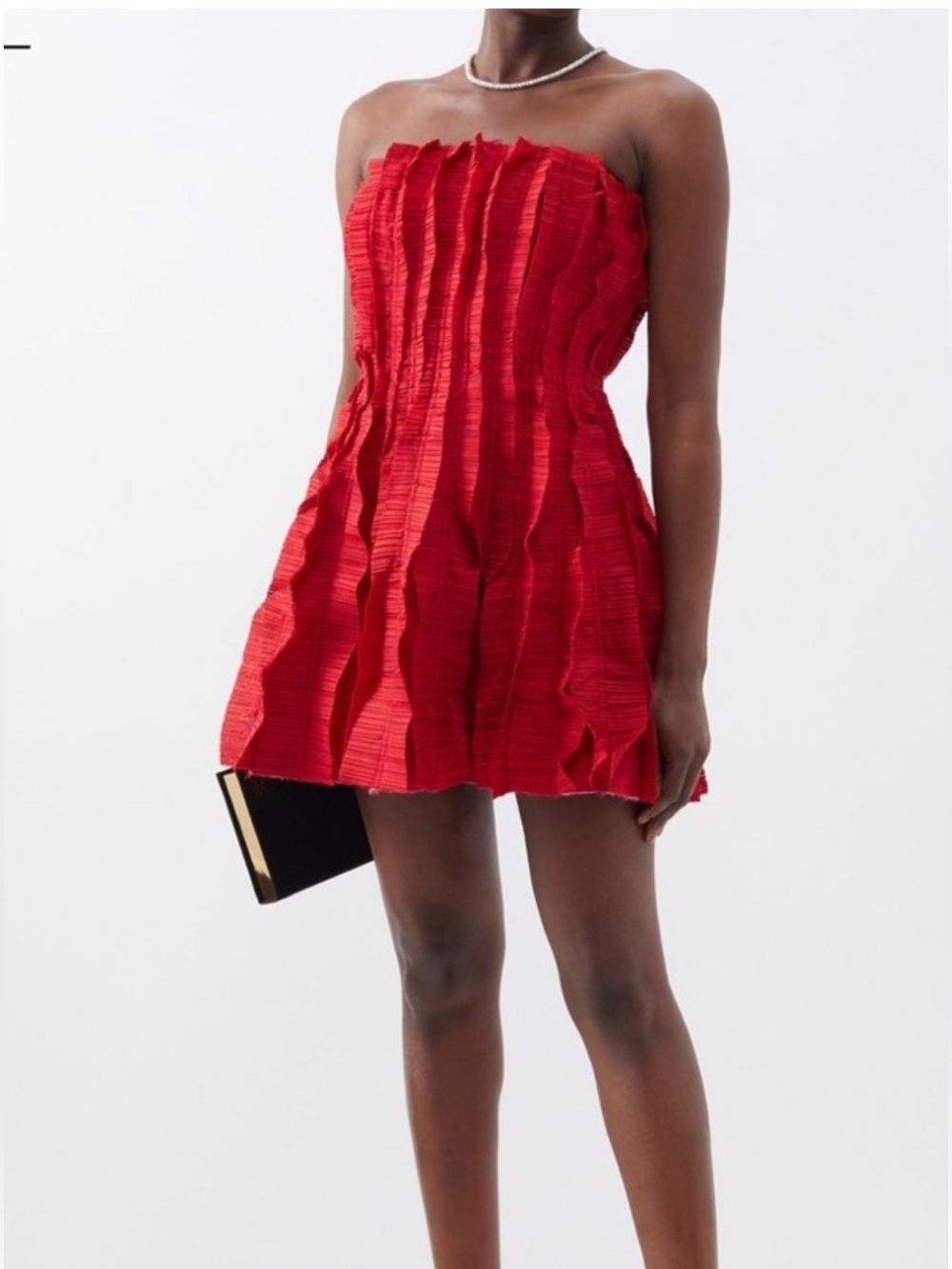 Aje red strapless dress